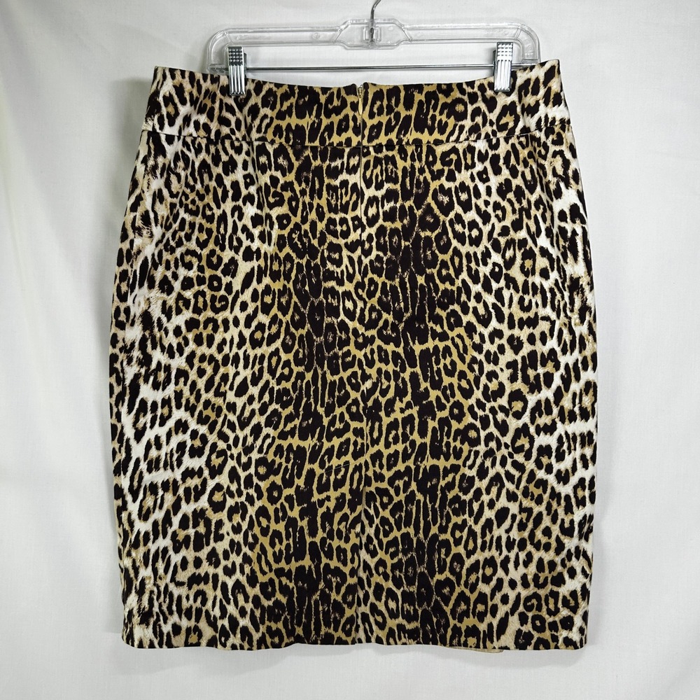 vintage Y2K Nue Options Leopard Print Pencil Skirt Cotton Spandex Midi 14